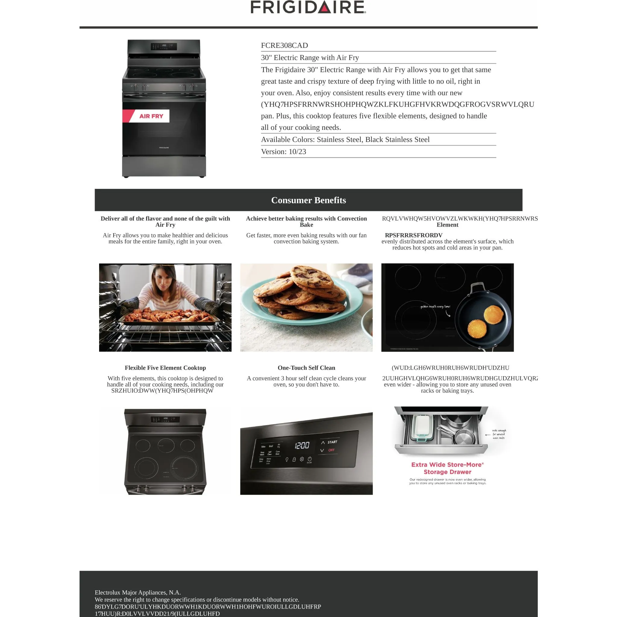 Frigidaire Fan Convection Range (FCRE308CAD) - Black Stainless Steel