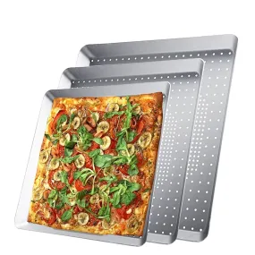 Funki Buys | Pizza Pans | Perforated Square Pizza Trays | Baking Pans