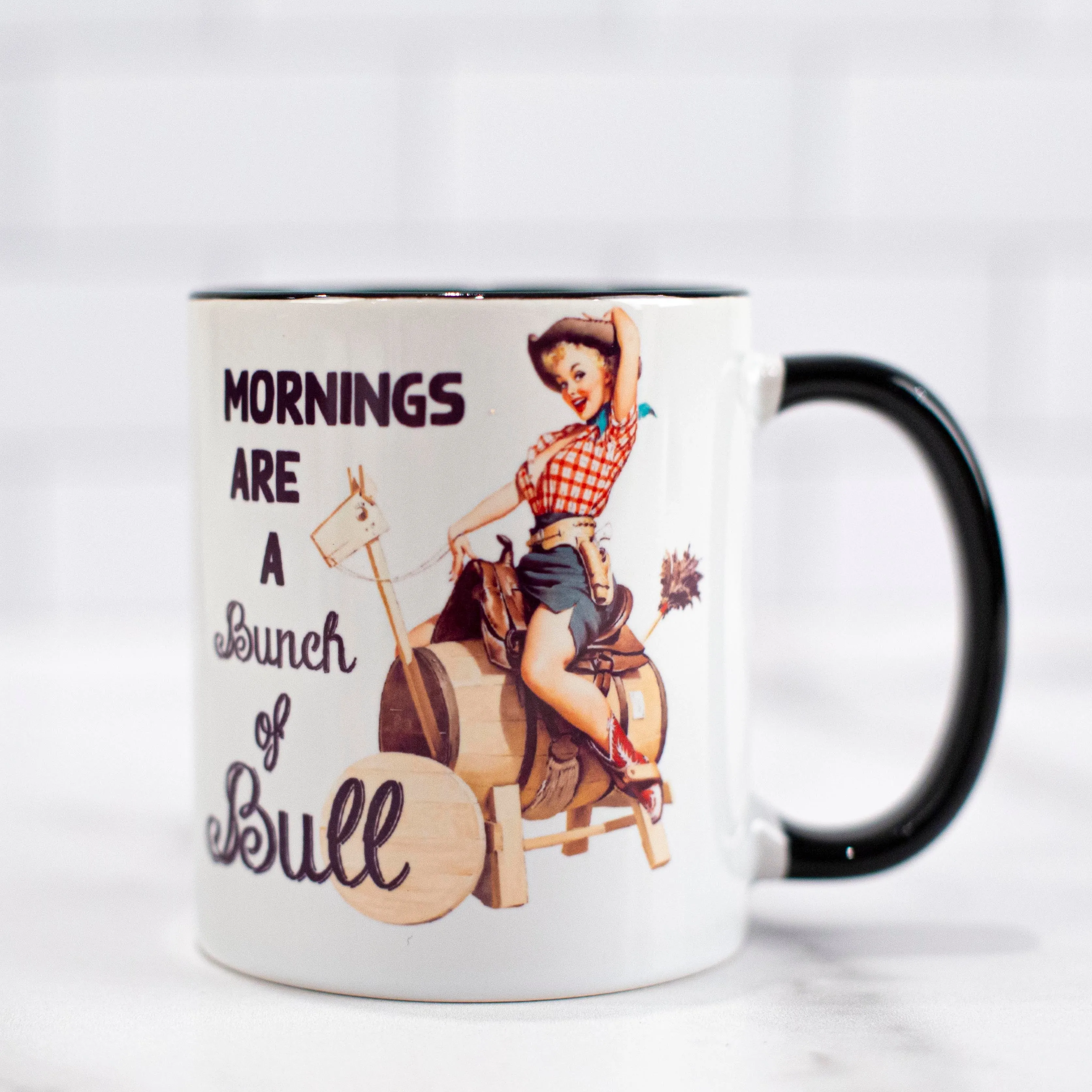 Funny Mornings are Bull Western Vintage Pinup Coffee Mug