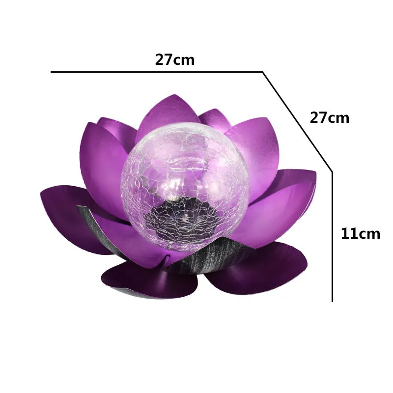 Garden Solar LED Waterproof Crackle Wrought Iron Lotus Light