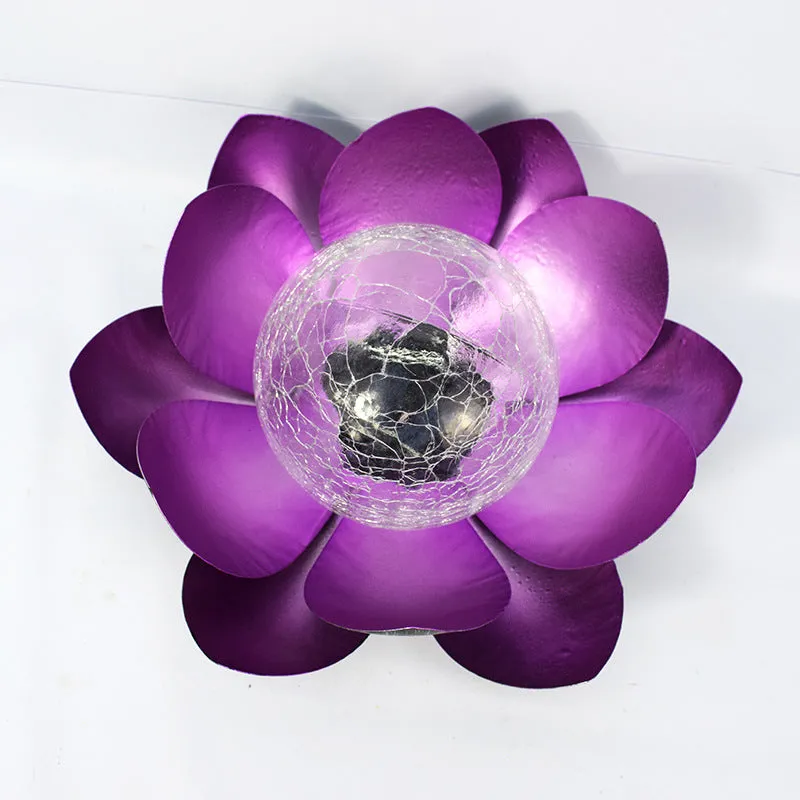 Garden Solar LED Waterproof Crackle Wrought Iron Lotus Light