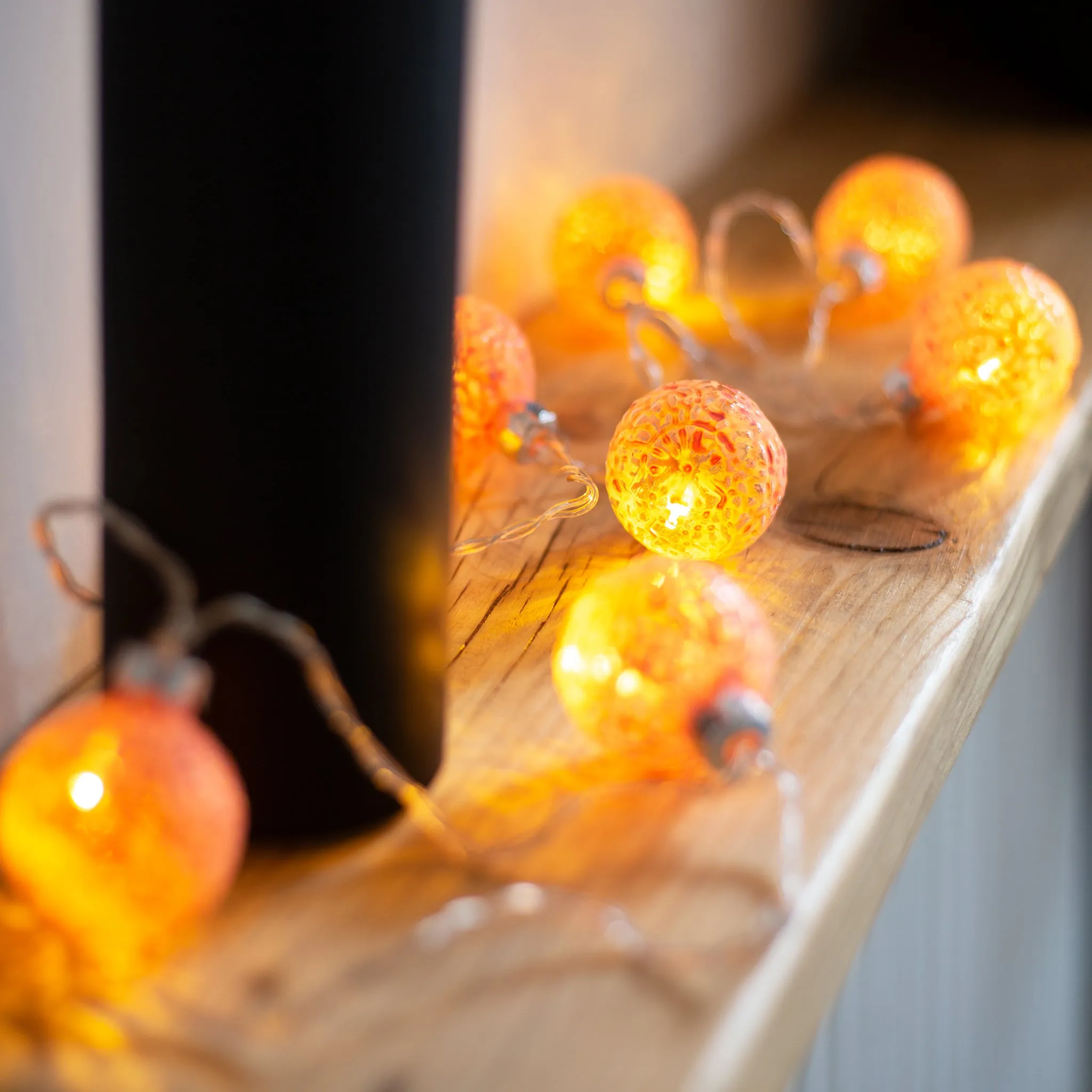 Glass Baubles Garland String Lights 8 LEDs Pink