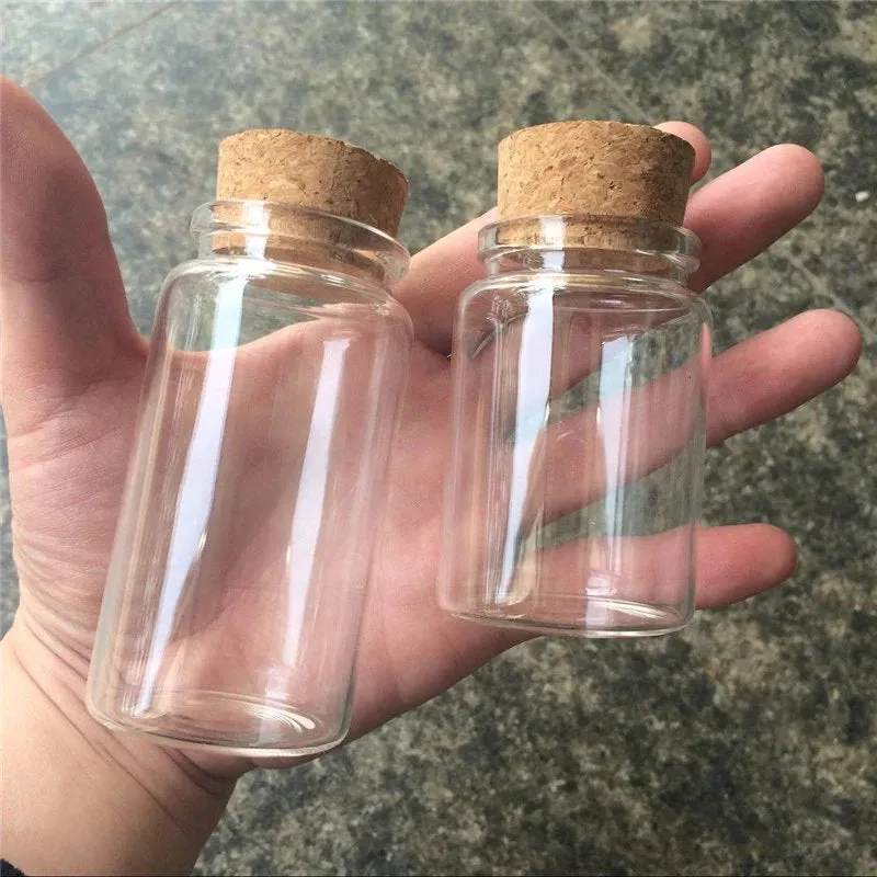 Glass Bottle Clear Container Jar Cylinder with Cork Potion Holds 50ml 80ml 100ml 150ml Apothecary Vial 1 Bottle Transparent Clear Test Tube