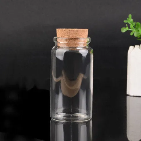 Glass Bottle Clear Container Jar Cylinder with Cork Potion Holds 50ml 80ml 100ml 150ml Apothecary Vial 1 Bottle Transparent Clear Test Tube