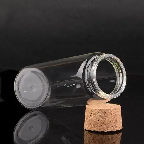 Glass Bottle Clear Container Jar Cylinder with Cork Potion Holds 50ml 80ml 100ml 150ml Apothecary Vial 1 Bottle Transparent Clear Test Tube