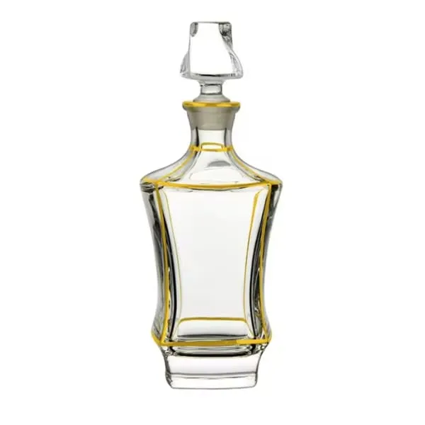 Glass Wine Decanter with Gold Design 29 oz.