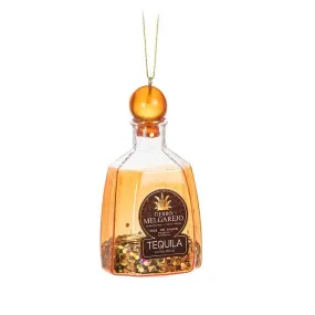 Glitter Tequila Bottle Glass Ornament