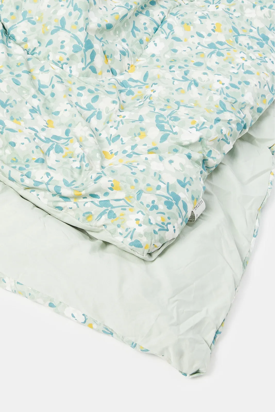 Green Floral Printed Comforter Set (Double Size)