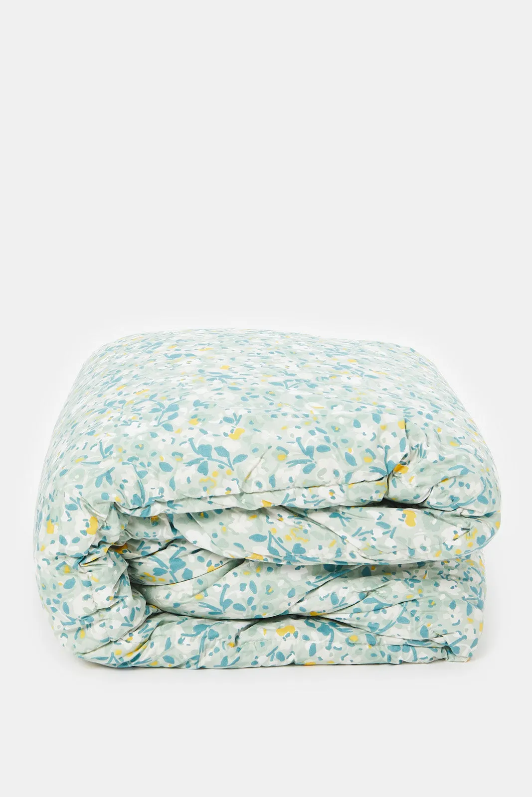 Green Floral Printed Comforter Set (Double Size)