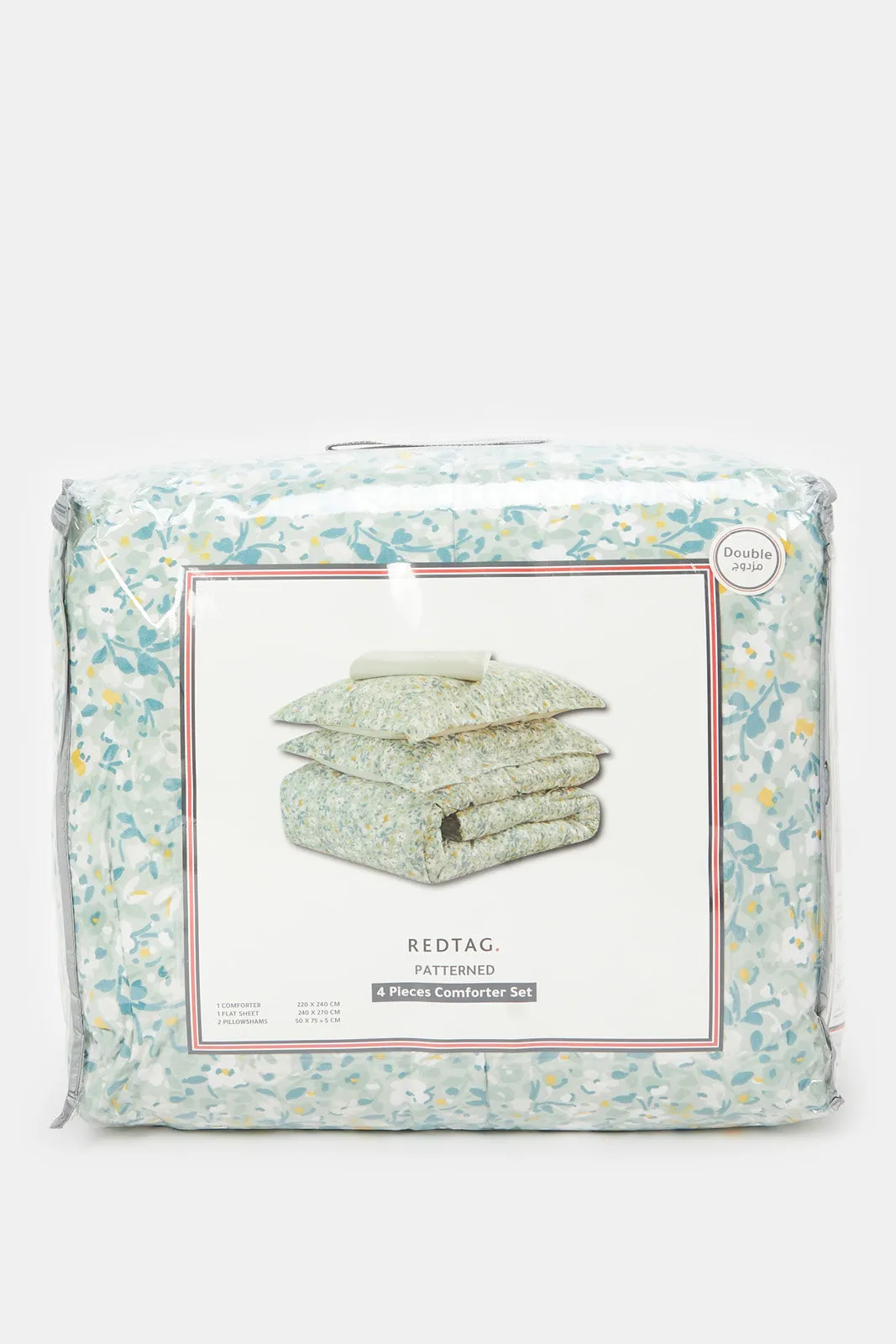 Green Floral Printed Comforter Set (Double Size)