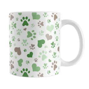 Green Hearts and Paw Prints Mug