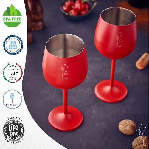 Gusto Nostro Stainless Steel Wine Glass 18 oz Red