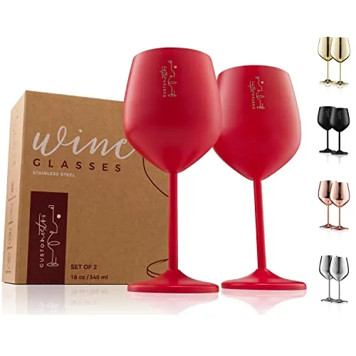 Gusto Nostro Stainless Steel Wine Glass 18 oz Red