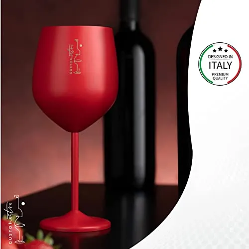 Gusto Nostro Stainless Steel Wine Glass 18 oz Red