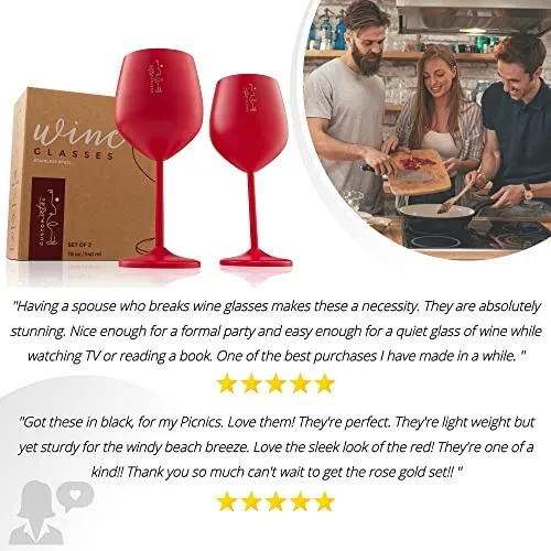 Gusto Nostro Stainless Steel Wine Glass 18 oz Red