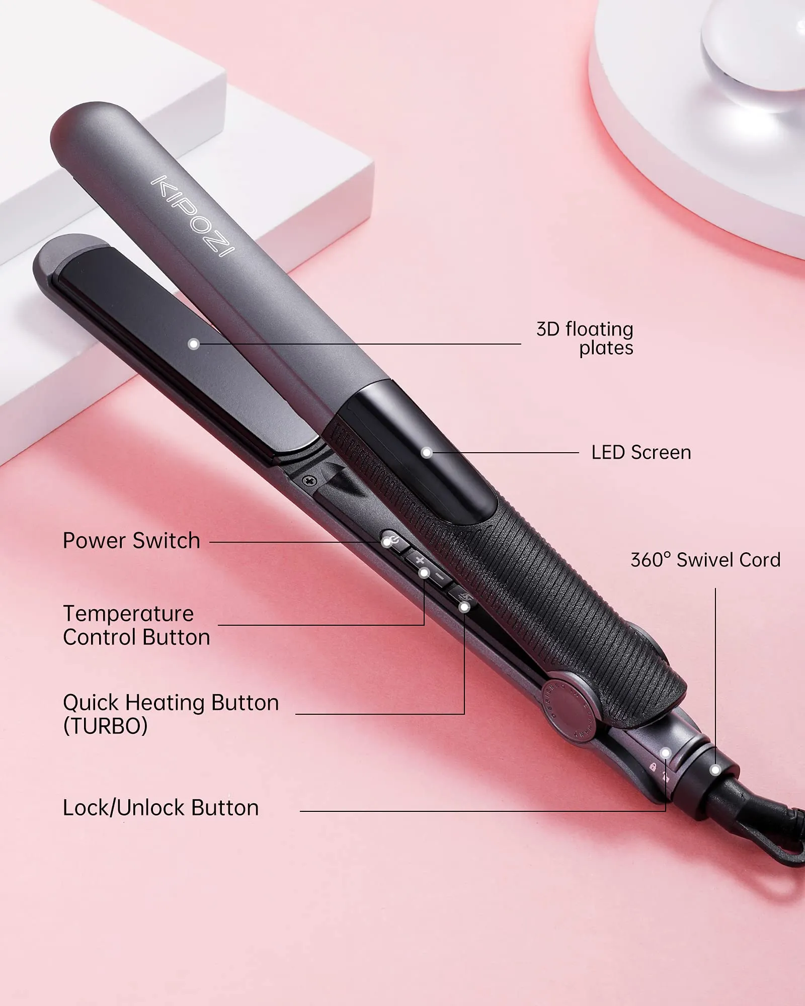 Hair Dryer and Hair Straightener Set - Grey