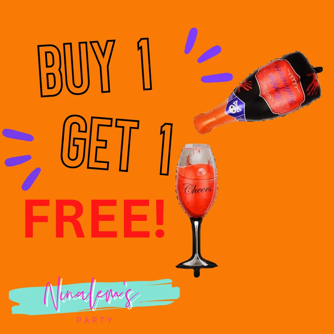 Halloween Champagne Bottle/Glass Balloons-BOGO FREE!