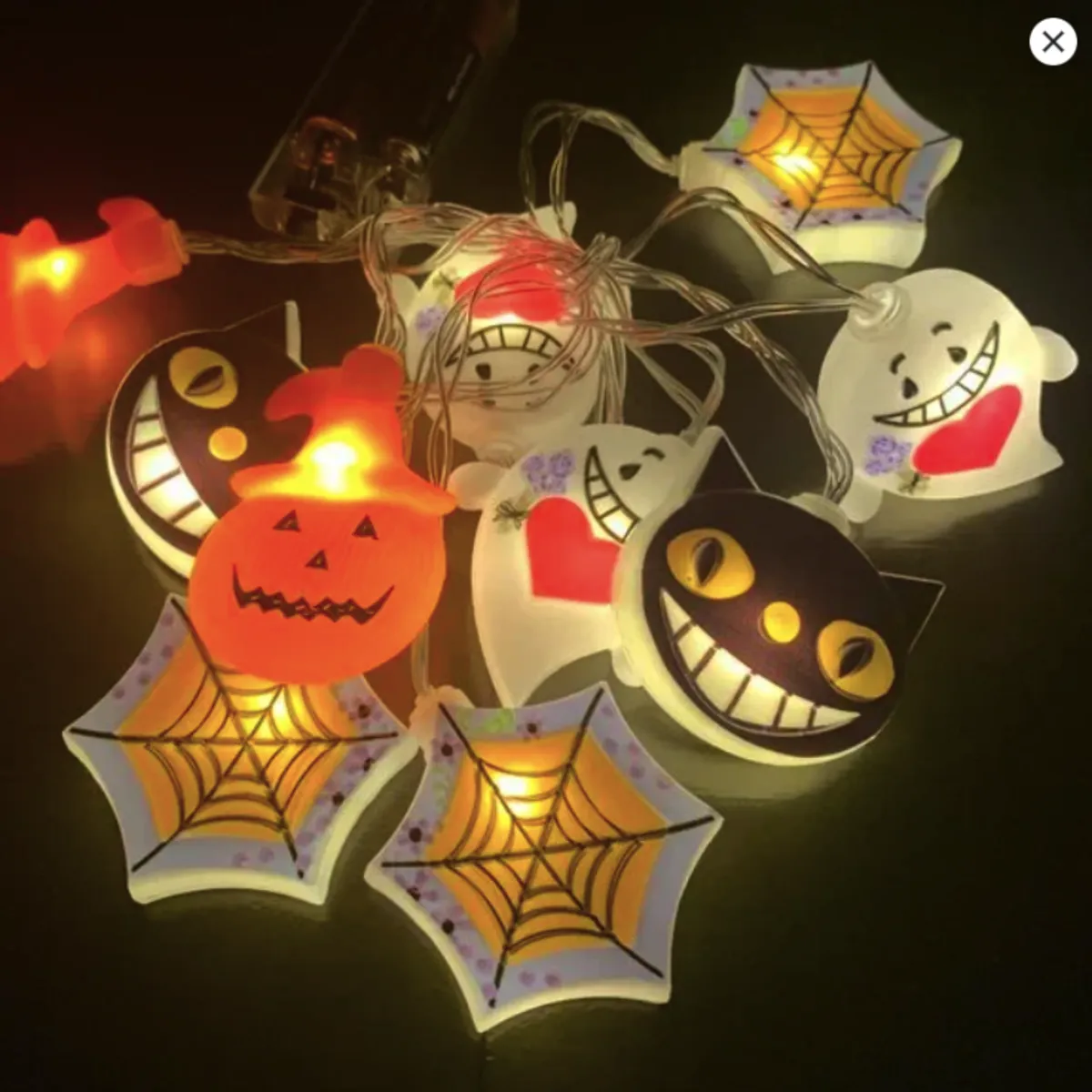 Halloween LED String Lights Pumpkin, Ghost, Eyeball, Cat, Skull, and Spider LED Decorations for Indoor & Outdoor Halloween Decor (Halloween Four)