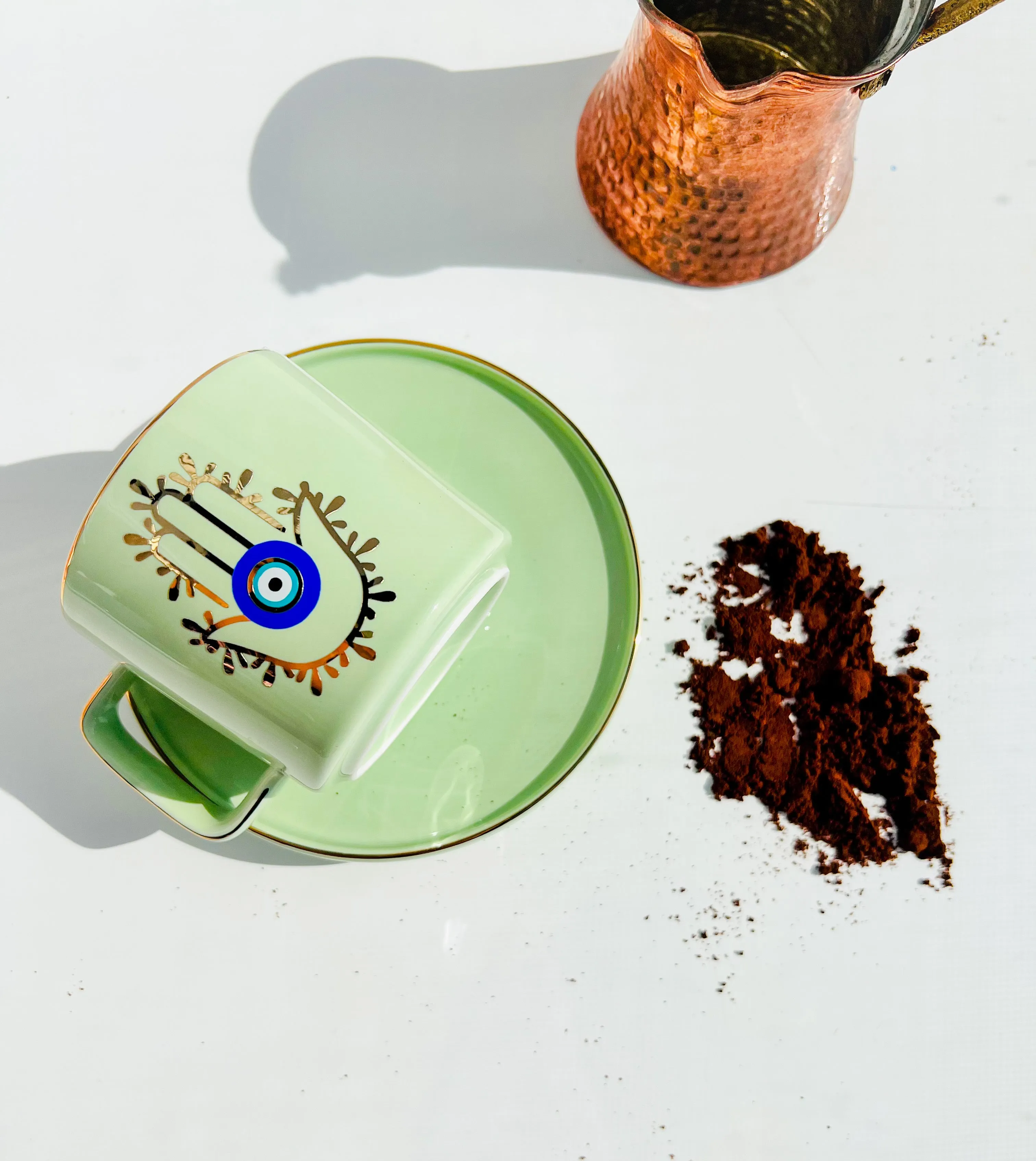 Hamsa Hand Coffee Cup With Turkish Coffee