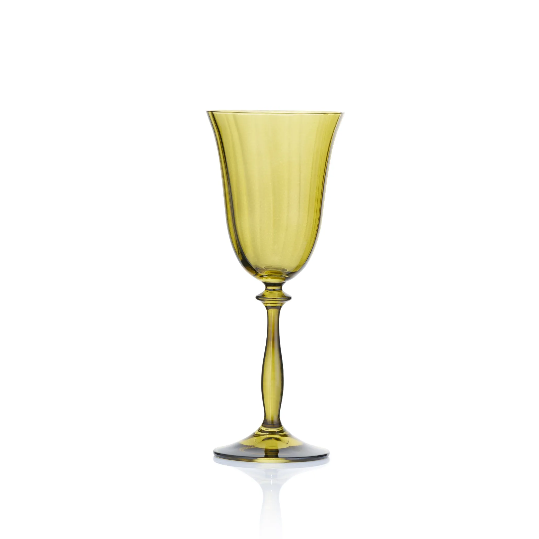 Hand Coloured Green White Wine Glass