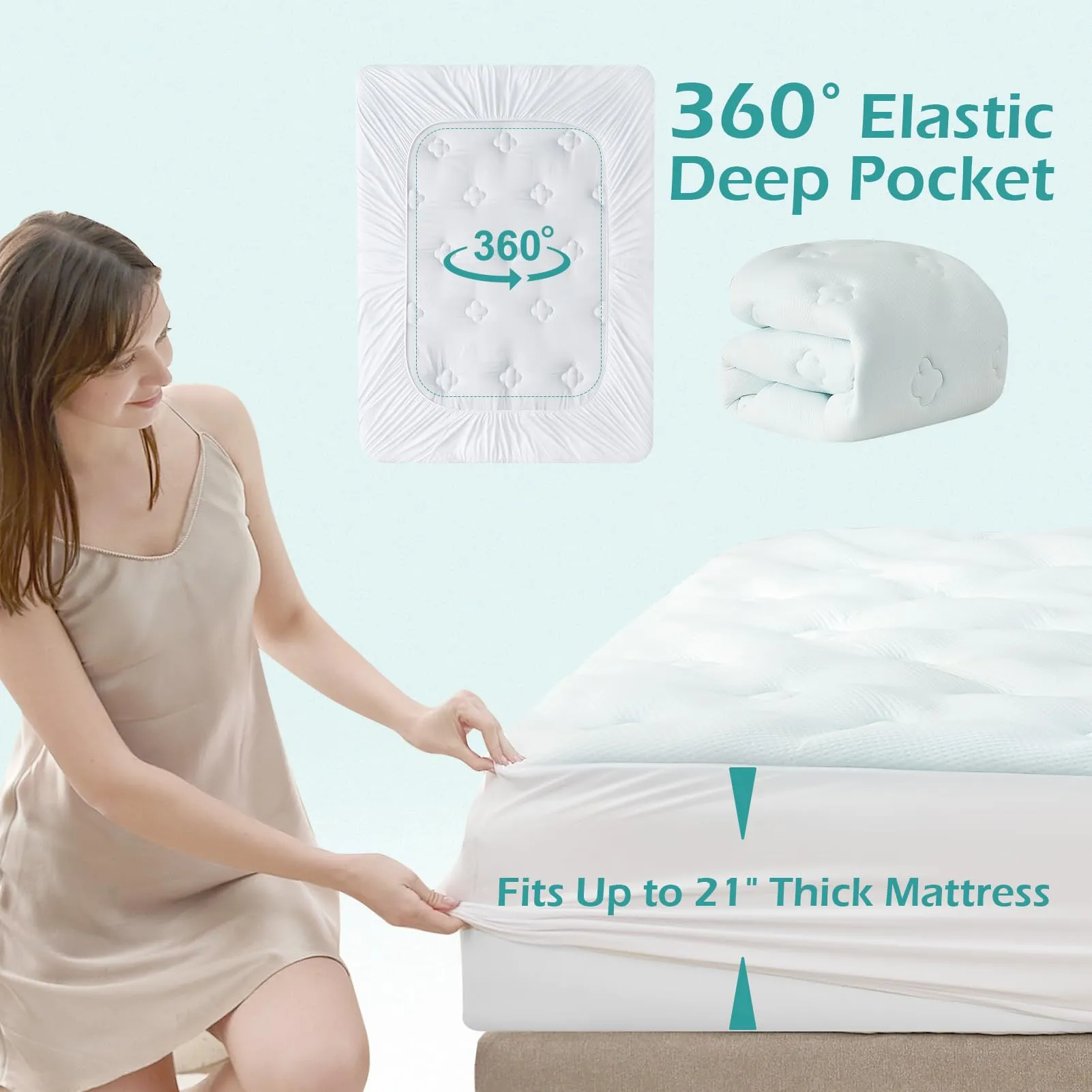 Hansleep Memory Foam Mattress Topper California King, Cooling Gel Cal King Mattress Topper, Breathable Pillow Top Mattress Pad Cover with Deep Pocket, 72x84 Inches, White