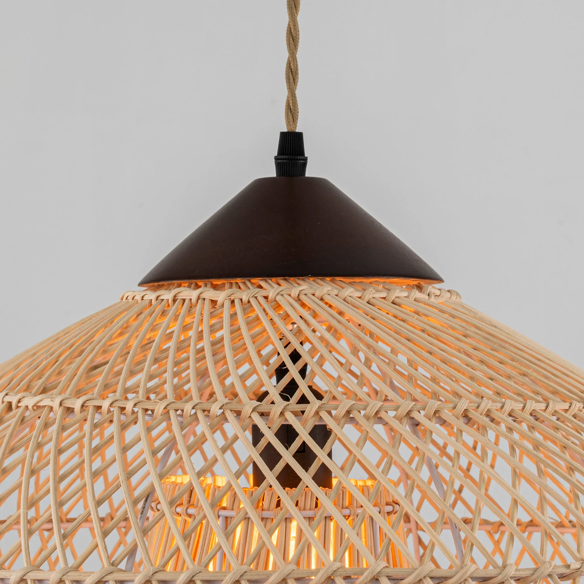 Huka Wabi-Sabi Contemporary Rattan Pendant Light Rustic Boho Interior Decor Light