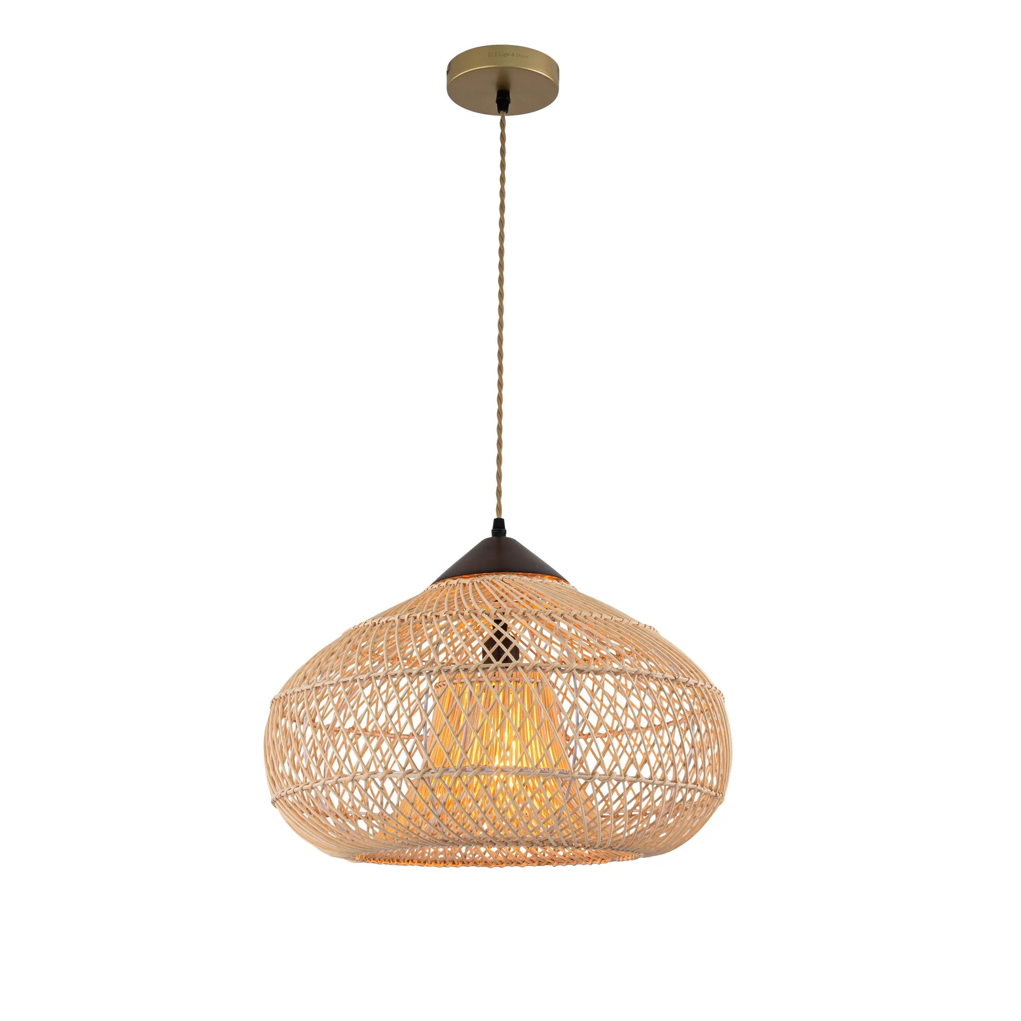 Huka Wabi-Sabi Contemporary Rattan Pendant Light Rustic Boho Interior Decor Light