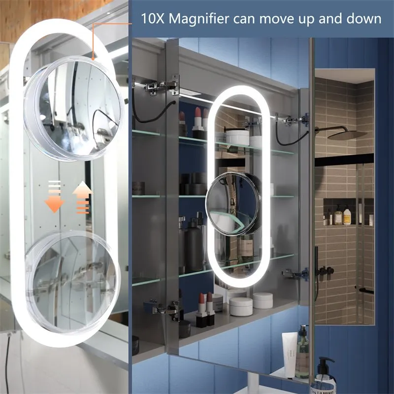 Illusion-B 48" x 32" LED Lighted Inset Mirrored Medicine Cabinet with Magnifiers Front and Back Light