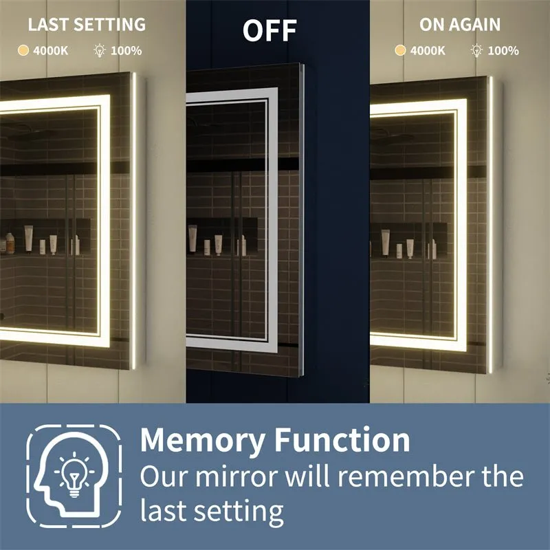 Illusion-B 48" x 32" LED Lighted Inset Mirrored Medicine Cabinet with Magnifiers Front and Back Light