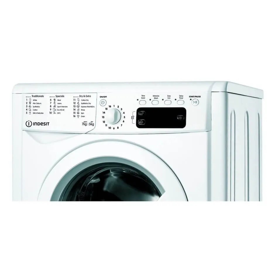 Indesit IWDD75125UKN 7kg-5kg Wash Dry 1200rpm Freestanding Washer Dryer - White