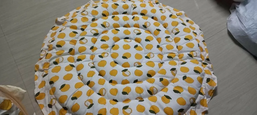 INFANTBOND Cotton Sleeping Essential Reversible Nest Mattress With Net Carry Bag For Baby (0-6 Months, Lemon Yellow)