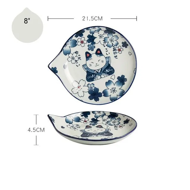 Japanese style ceramic teardrop dishes plates