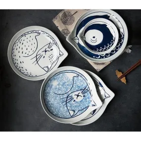 Japanese style ceramic teardrop dishes plates