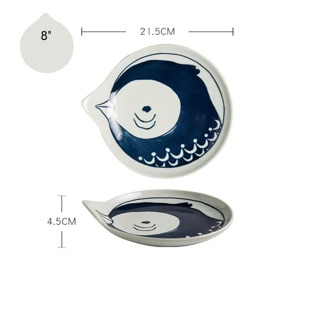 Japanese style ceramic teardrop dishes plates