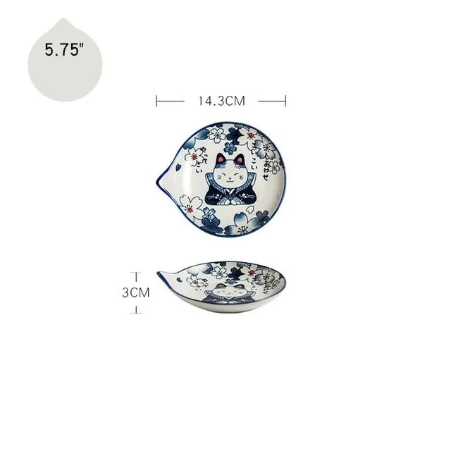 Japanese style ceramic teardrop dishes plates