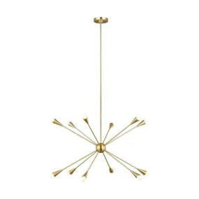 Jax 38 in. 12 Lights Chandelier Brushed Brass Finish