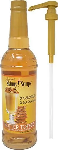 Jordan's Skinny Syrups Sugar Free Butter Toffee Coffee Syrup 750 mL Bottle with By The Cup Syrup Pump