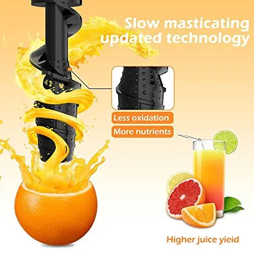 Juicer Machines, ORFELD Cold Press Juicer with 90% Juice Yield & Purest Juice, Easy Cleaning & Quiet Motor Masticating Juicer Machines for Vegetables and Fruits (Green)