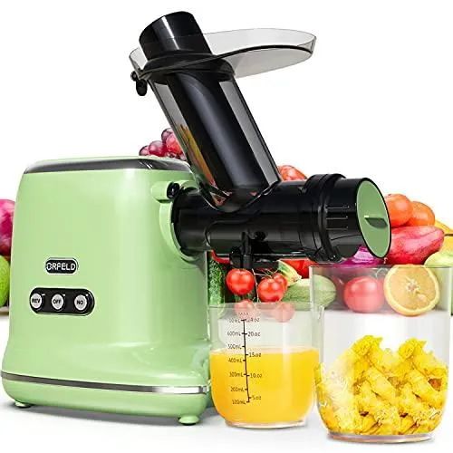 Juicer Machines, ORFELD Cold Press Juicer with 90% Juice Yield & Purest Juice, Easy Cleaning & Quiet Motor Masticating Juicer Machines for Vegetables and Fruits (Green)