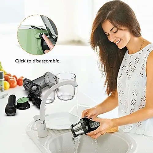 Juicer Machines, ORFELD Cold Press Juicer with 90% Juice Yield & Purest Juice, Easy Cleaning & Quiet Motor Masticating Juicer Machines for Vegetables and Fruits (Green)