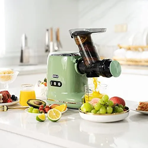 Juicer Machines, ORFELD Cold Press Juicer with 90% Juice Yield & Purest Juice, Easy Cleaning & Quiet Motor Masticating Juicer Machines for Vegetables and Fruits (Green)