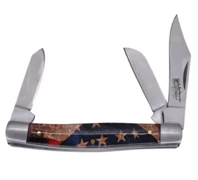 Justin Stockman Acrylic USA Flag 3 Blade Pocket Knife 2427430564