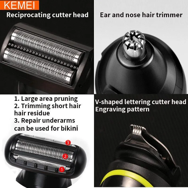 Kemei Electric Hair Clipper Beauty kit for Men Electric shaver beard trimme men&#39;s Razor multifunctional hair cutting machine