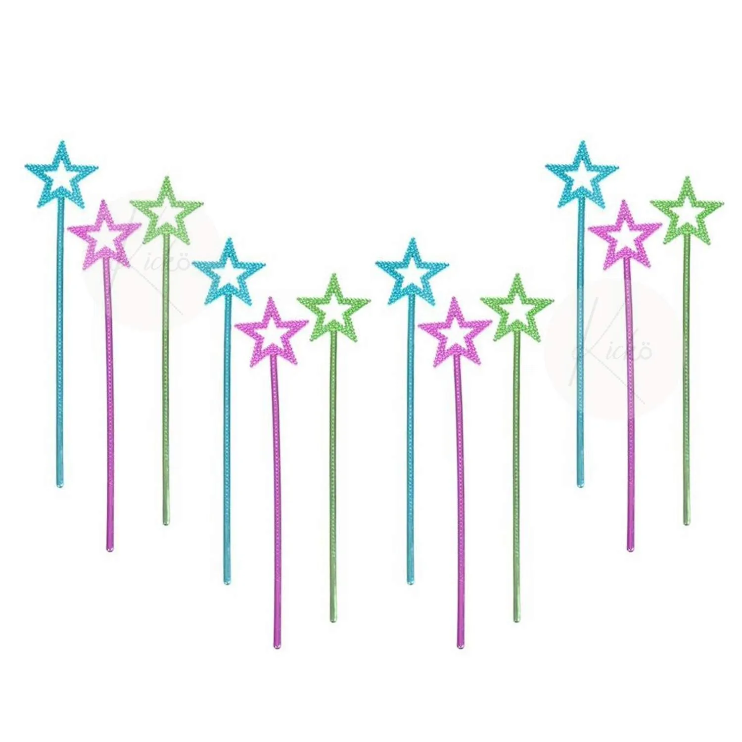 Kicko Shiny Star Wands - 12 Pack - Premium Metallic Scepters for Toddlers and Kids -