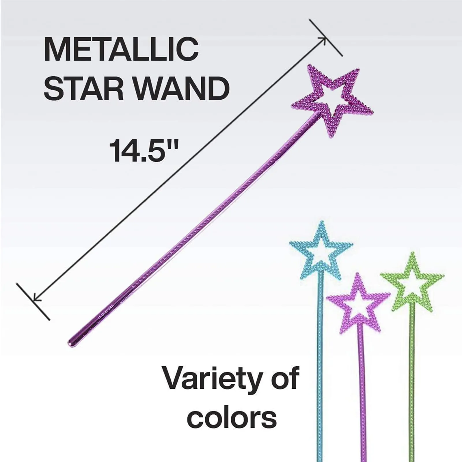 Kicko Shiny Star Wands - 12 Pack - Premium Metallic Scepters for Toddlers and Kids -