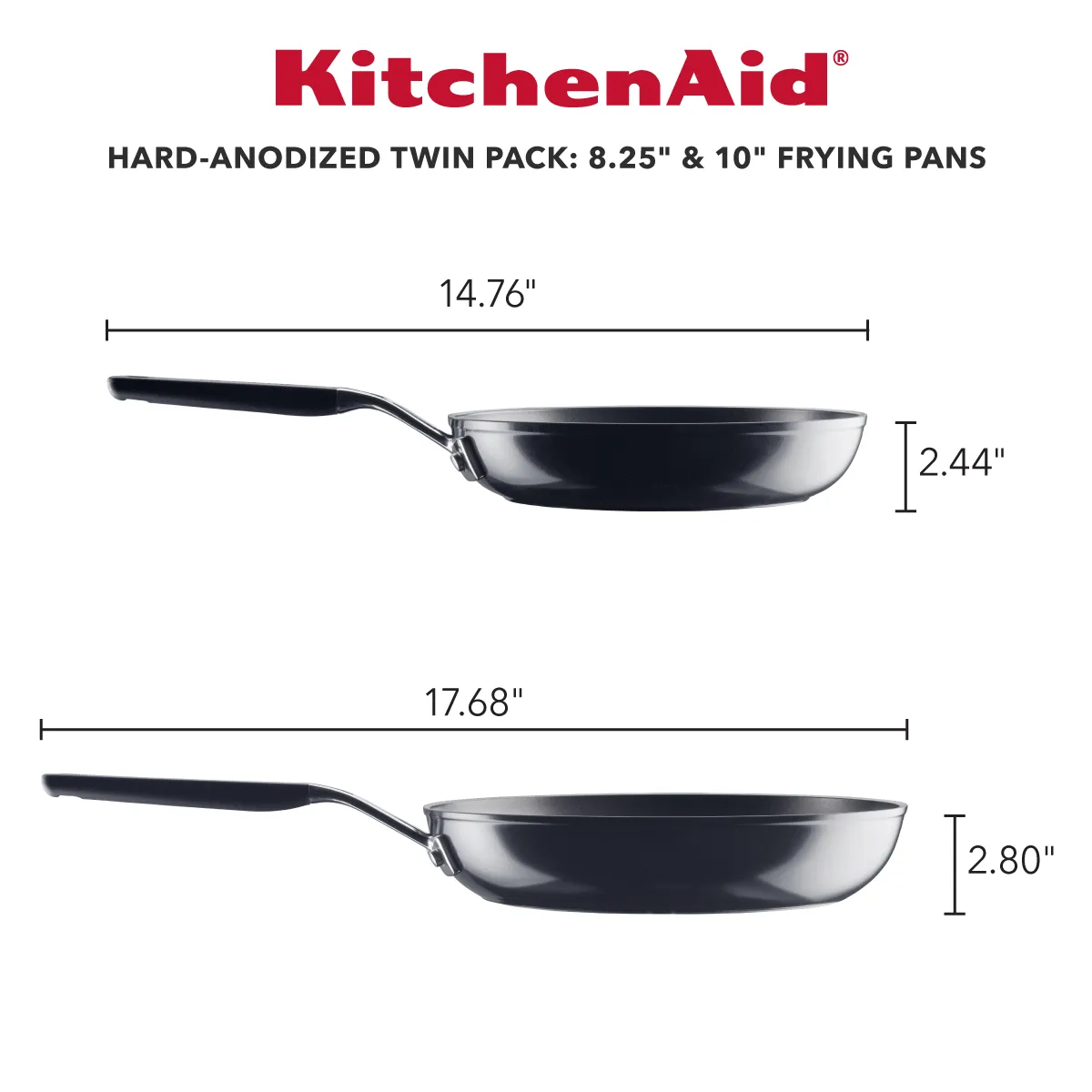 KitchenAid Hard Anodized Nonstick Frying Pan Set, 2-Piece, Onyx Black