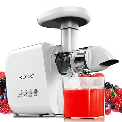 KOIOS Juicer, Masticating Juicer Machine, Slow Juice Extractor with Reverse Function, Cold Press Juicer Machines with Quiet Motor, Easy to Clean with Brush