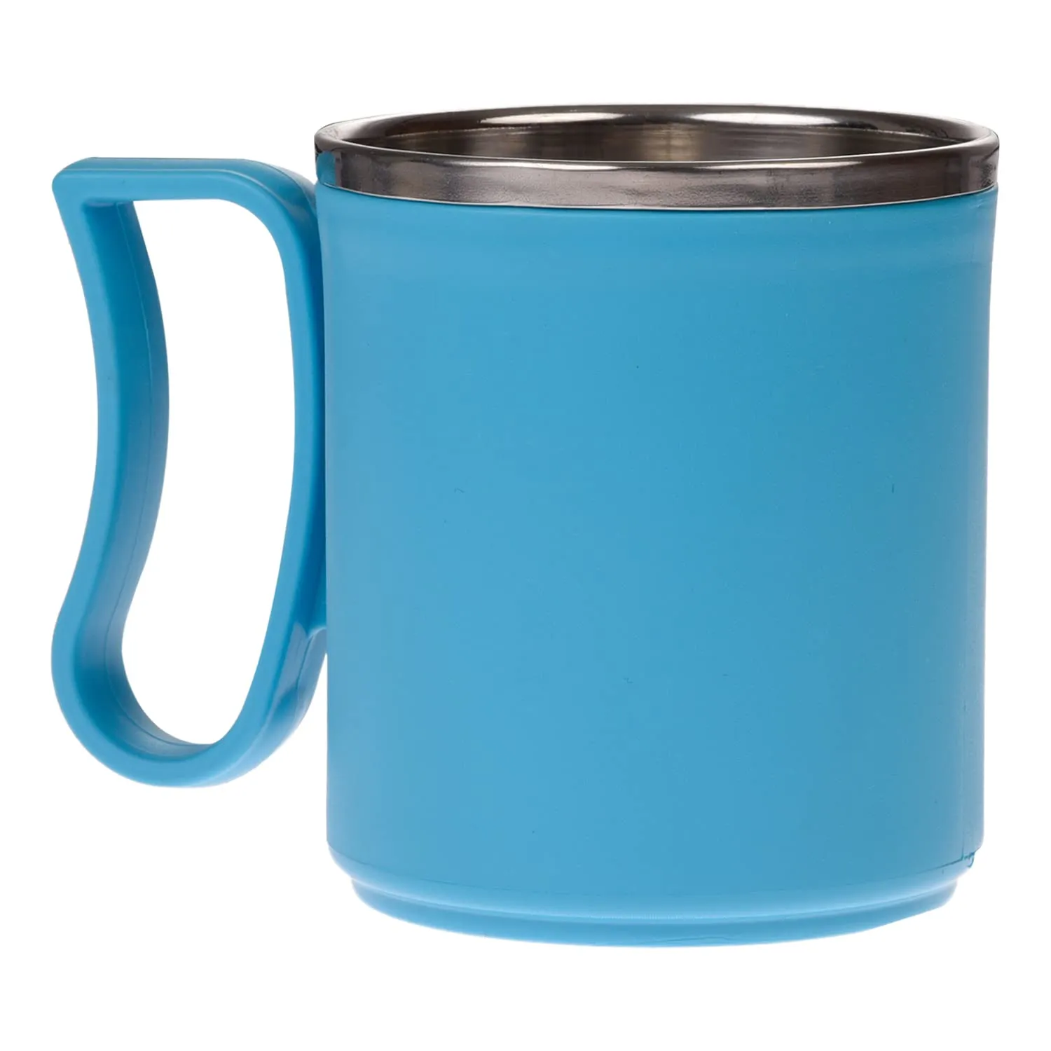 Kuber Industries Coffee Mug|Inside Stainless Steel Double Wall Tea Cup|Outside Plastic Stylish Milk Mug for Kids & Adults|Pack of 2 (Sky Blue)