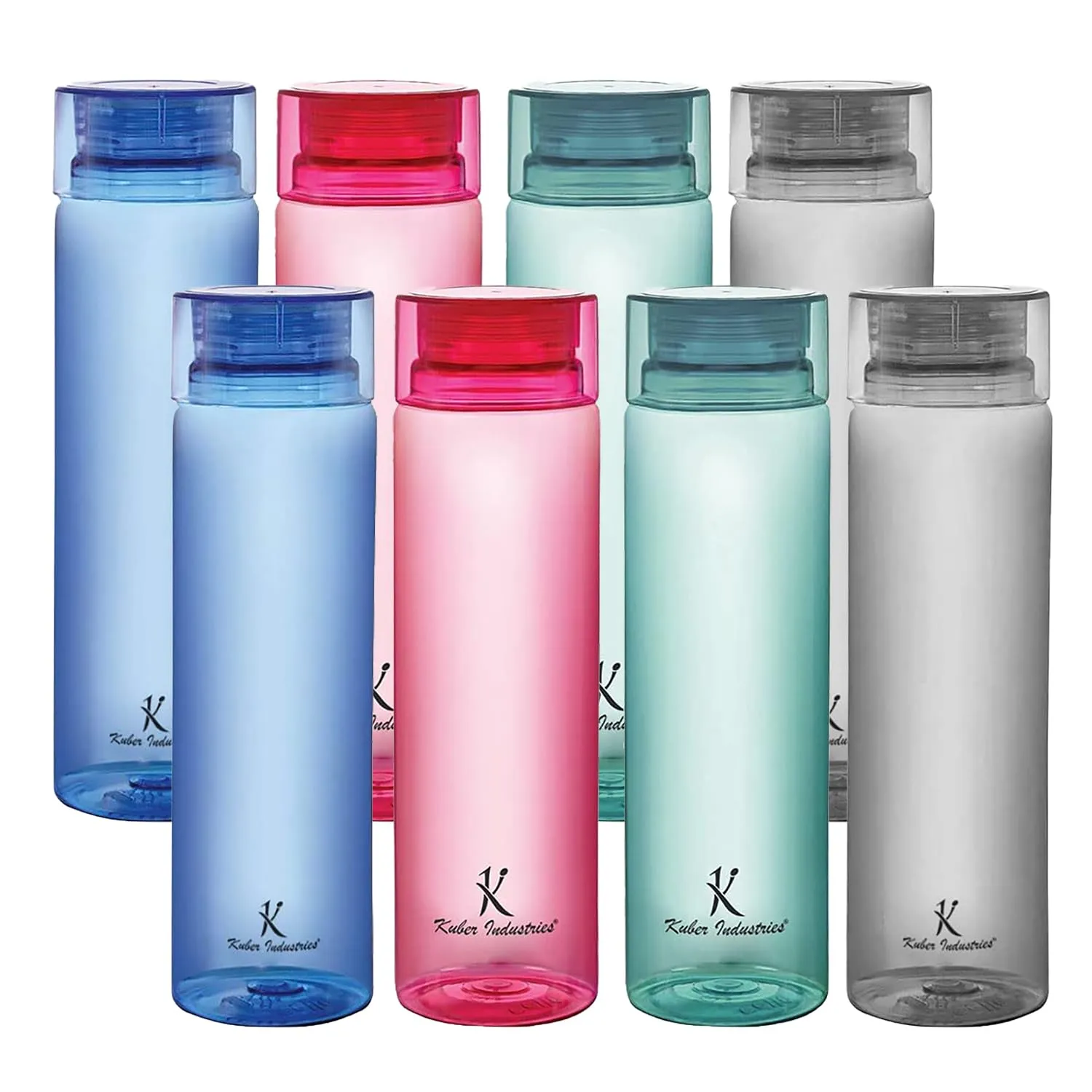 Kuber Industries Set of 4 Plastic Water Bottle | 1 Litre Round Plastic Water Bottle | Refrigerator Safe and BPA free Water Bottle | Perfect For School College Work Gym | Pack of 2 | Assorted