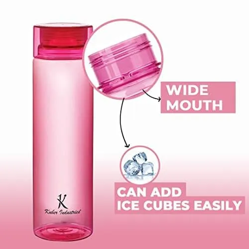 Kuber Industries Set of 4 Plastic Water Bottle | 1 Litre Round Plastic Water Bottle | Refrigerator Safe and BPA free Water Bottle | Perfect For School College Work Gym | Pack of 2 | Assorted